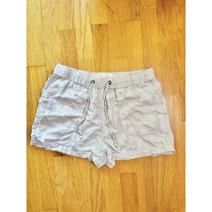 C&C California Women's Off White Light Cream Pull-On Linen Belted Shorts Size L